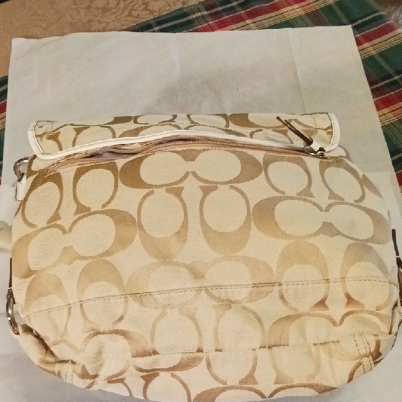 Coach Beige and White Signature Crossbody Bag - Picture 10 of 13